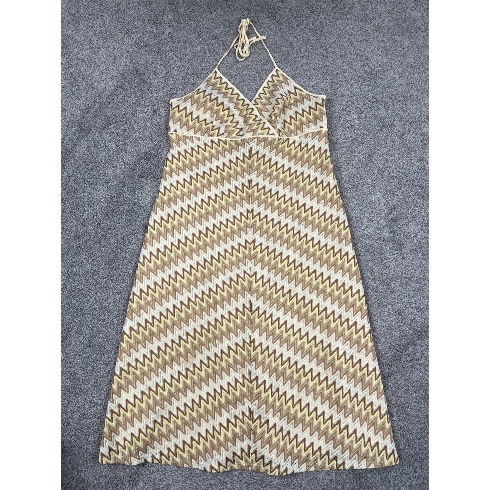 Loft Dress Womens 14 Beige Halter Retro Hippie Empire Crochet Peasant Festival